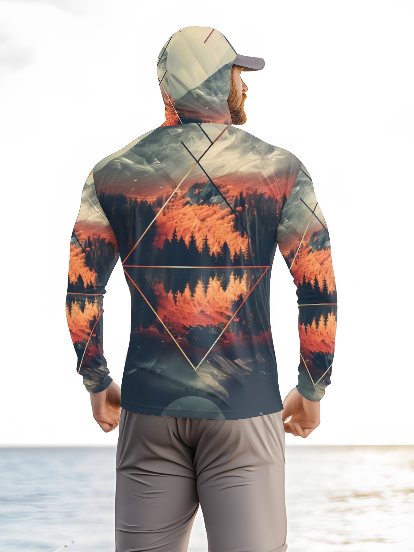 Outdoor Men's Fishing Hoodie B - 3D Printing Mask ulasan dan harga